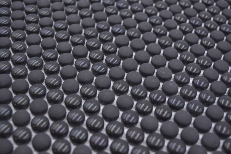Mosaico de vidrio botón mosaico negro brillo mate suelo ducha pared bañera revestimiento