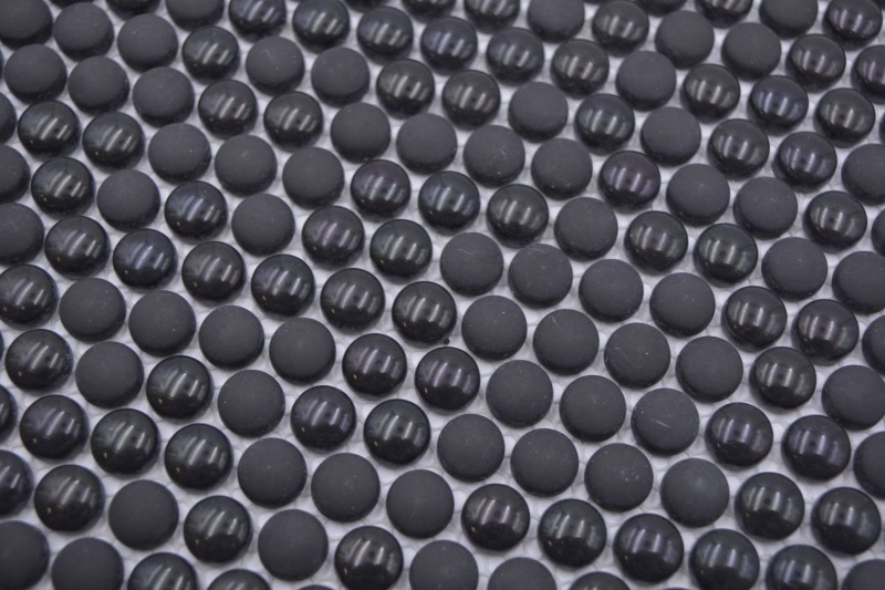 Mosaico de vidrio botón mosaico negro brillo mate suelo ducha pared bañera revestimiento