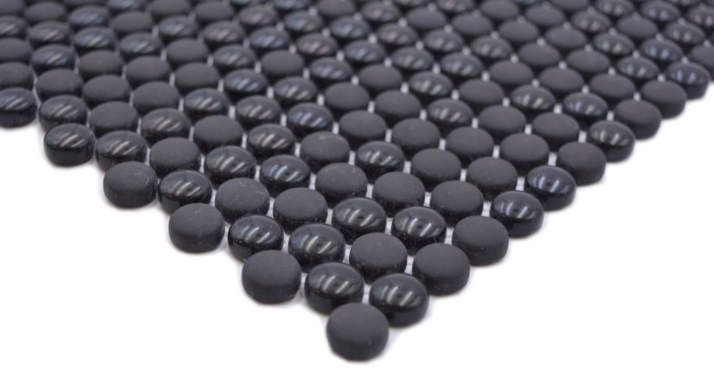 Mosaico de vidrio botón mosaico negro brillo mate suelo ducha pared bañera revestimiento