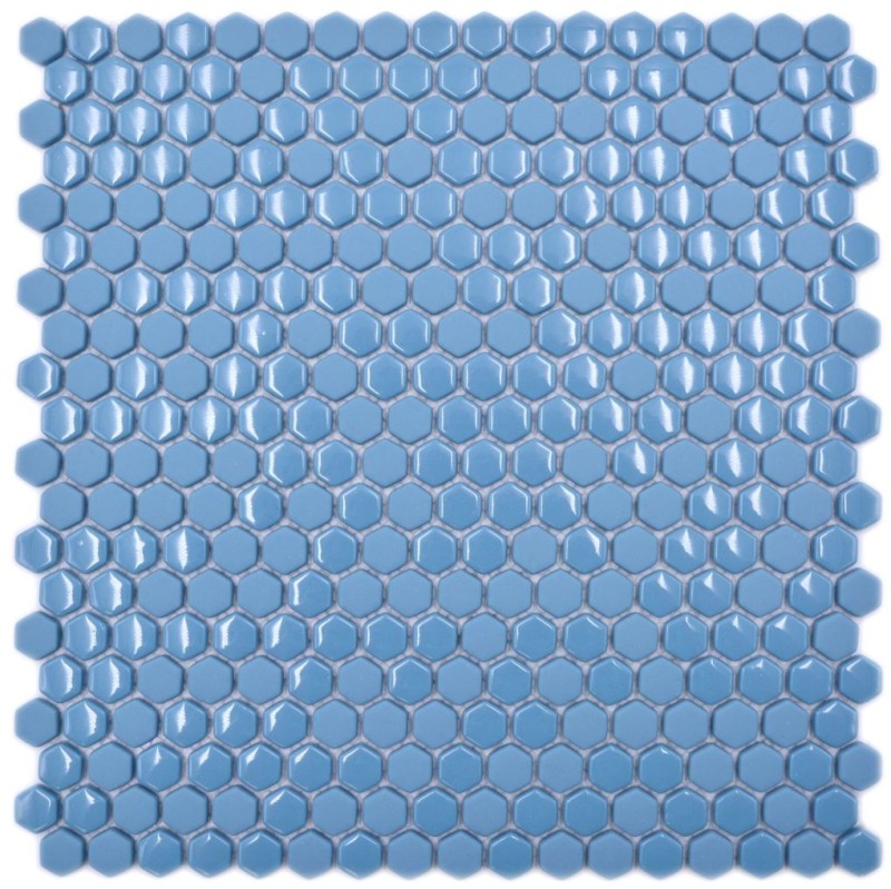 Mosaico de vidrio hexagonal mosaico hexagonal azul brillante mate mosaico azulejo pared azulejo backsplash cocina baño