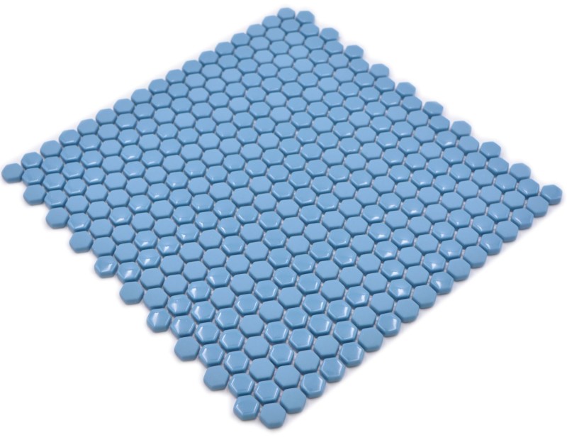 Mosaico de vidrio hexagonal mosaico hexagonal azul brillante mate mosaico azulejo pared azulejo backsplash cocina baño