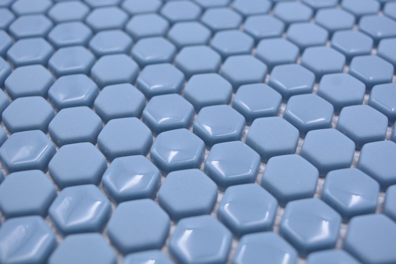 Mosaico de vidrio hexagonal mosaico hexagonal azul brillante mate mosaico azulejo pared azulejo backsplash cocina baño