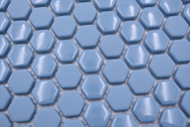 Mosaico de vidrio hexagonal mosaico hexagonal azul brillante mate mosaico azulejo pared azulejo backsplash cocina baño