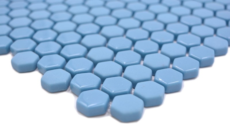 Mosaico de vidrio hexagonal mosaico hexagonal azul brillante mate mosaico azulejo pared azulejo backsplash cocina baño