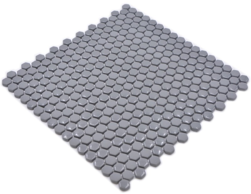 Mosaico de vidrio hexagonal azulejos hexagonales gris brillante mate mosaico azulejo pared azulejo backsplash cocina cuarto de baño