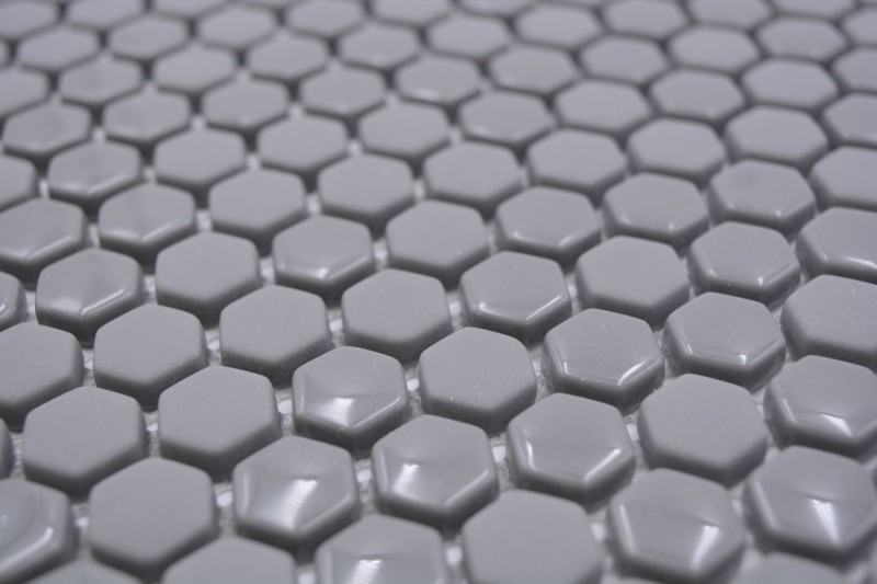 Mosaico de vidrio hexagonal azulejos hexagonales gris brillante mate mosaico azulejo pared azulejo backsplash cocina cuarto de baño