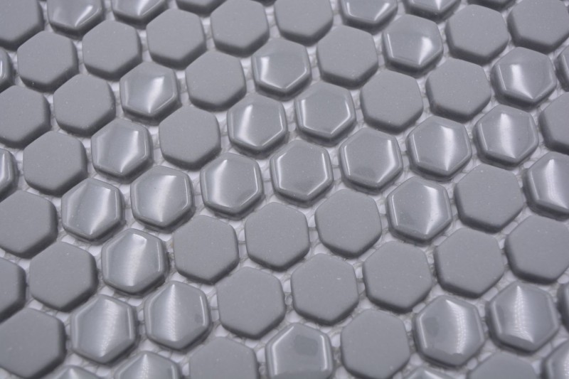 Mosaico de vidrio hexagonal azulejos hexagonales gris brillante mate mosaico azulejo pared azulejo backsplash cocina cuarto de baño