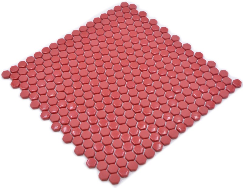 Mosaico de vidrio hexágono rojo mosaico hexagonal brillante mate mosaico azulejo pared azulejo backsplash cocina baño