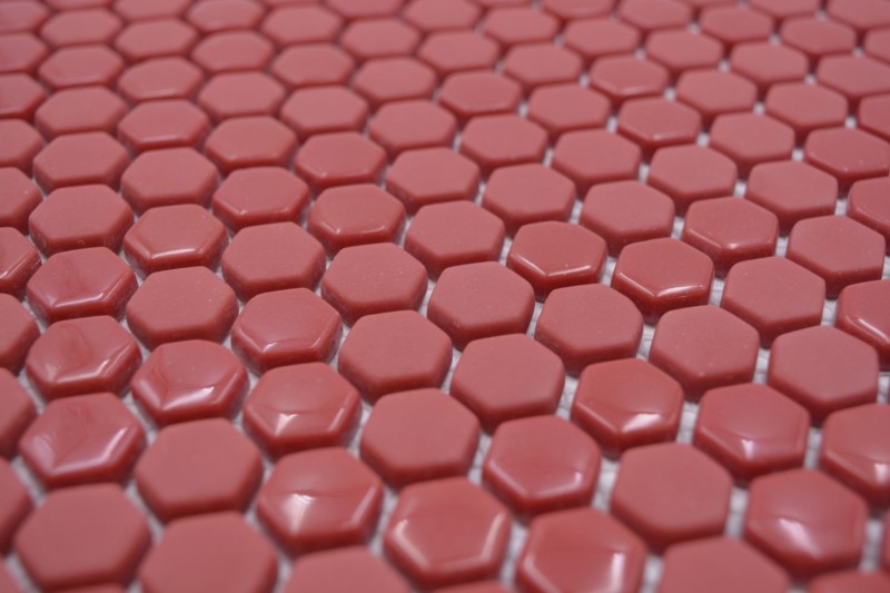 Mosaico de vidrio hexágono rojo mosaico hexagonal brillante mate mosaico azulejo pared azulejo backsplash cocina baño