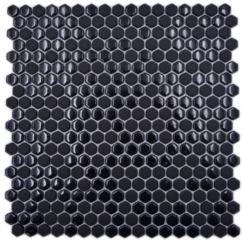 Mosaico de vidrio hexagonal hexágono mosaico negro brillante mate mosaico azulejo pared azulejo backsplash cocina baño
