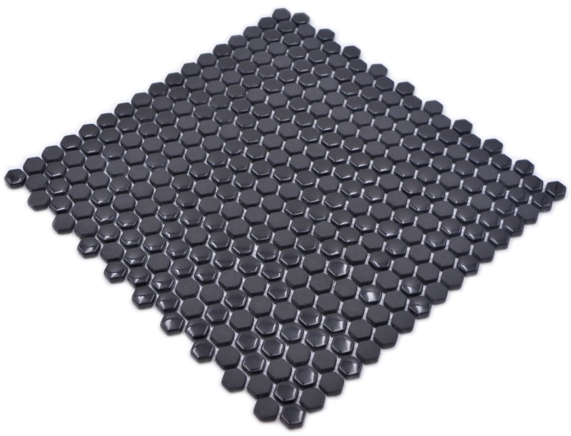 Mosaico de vidrio hexagonal hexágono mosaico negro brillante mate mosaico azulejo pared azulejo backsplash cocina baño