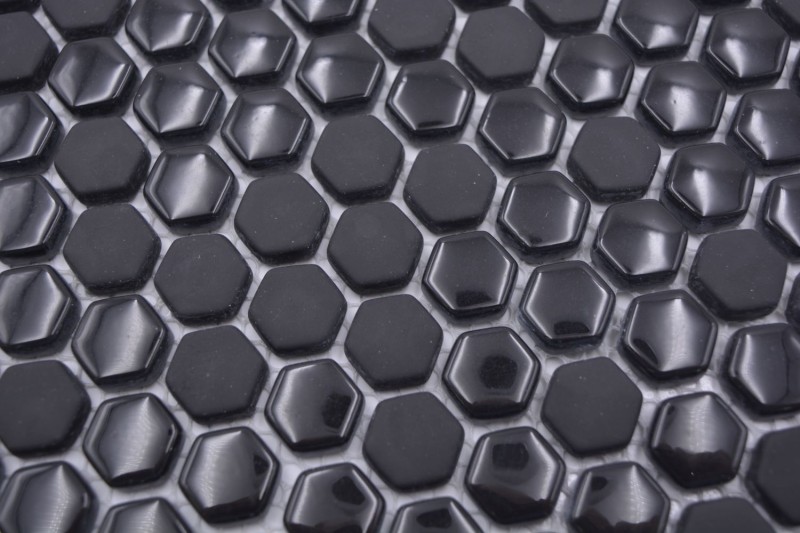 Mosaico de vidrio hexagonal hexágono mosaico negro brillante mate mosaico azulejo pared azulejo backsplash cocina baño