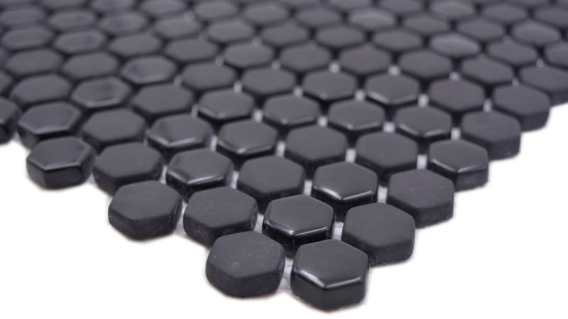 Mosaico de vidrio hexagonal hexágono mosaico negro brillante mate mosaico azulejo pared azulejo backsplash cocina baño