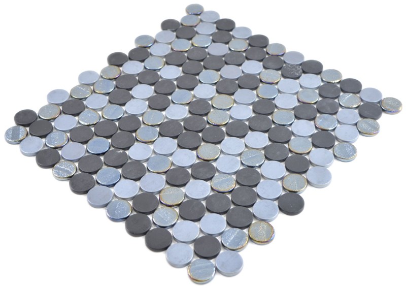 Botón mosaico Loop redondo mosaico azul antracita mosaico azulejo pared azulejo backsplash cocina baño MOS129-R05