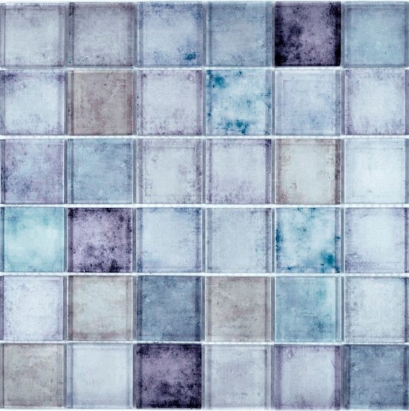 Mosaico de vidrio mosaico azulejos pastel azul violeta crema iridiscente pared azulejo backsplash cocina baño