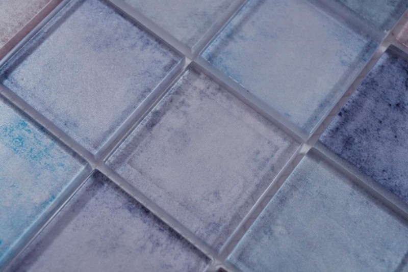 Mosaico de vidrio mosaico azulejos pastel azul violeta crema iridiscente pared azulejo backsplash cocina baño