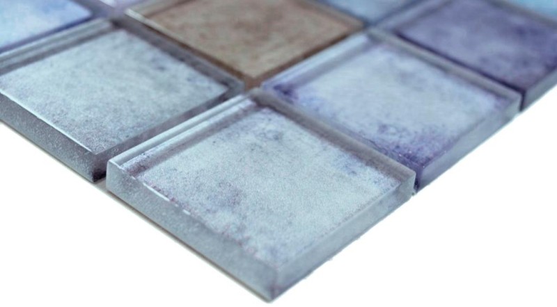 Mosaico de vidrio mosaico azulejos pastel azul violeta crema iridiscente pared azulejo backsplash cocina baño
