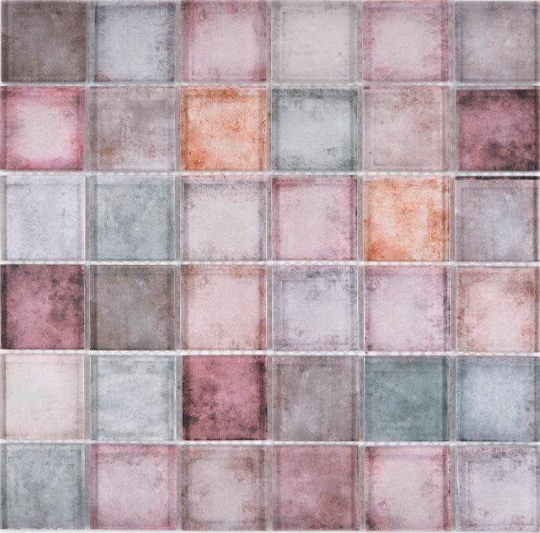 Mosaico de vidrio mosaico azulejos rosa marrón púrpura pared azulejo backsplash cocina baño - MOS88-0412