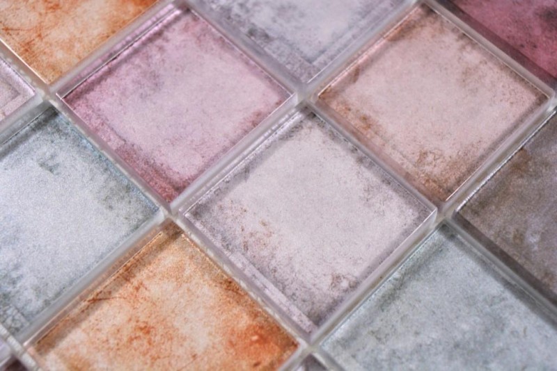 Mosaico de vidrio mosaico azulejos rosa marrón púrpura pared azulejo backsplash cocina baño - MOS88-0412