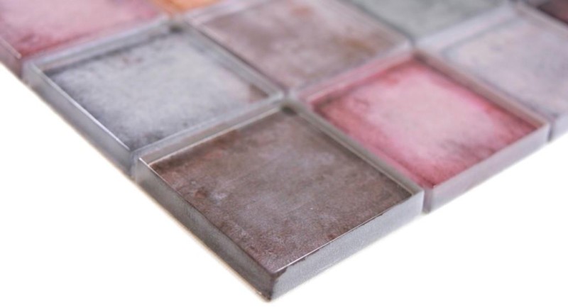 Mosaico de vidrio mosaico azulejos rosa marrón púrpura pared azulejo backsplash cocina baño - MOS88-0412