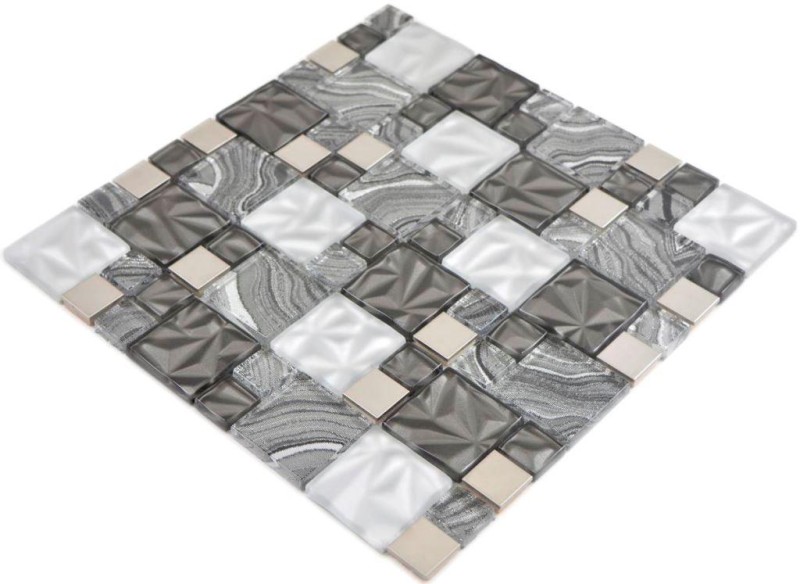 Mosaico de vidrio mosaico azulejos acero gris antracita negro pared azulejo backsplash cocina baño