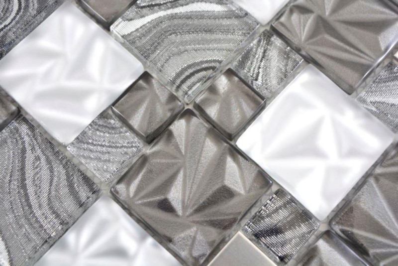 Mosaico de vidrio mosaico azulejos acero gris antracita negro pared azulejo backsplash cocina baño