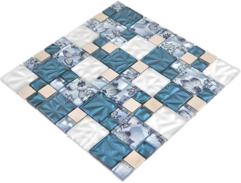 Mosaico de vidrio mosaico azulejos acero gris antracita azul pared azulejo backsplash cocina baño
