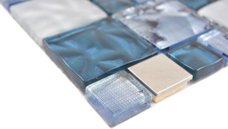 Mosaico de vidrio mosaico azulejos acero gris antracita azul pared azulejo backsplash cocina baño