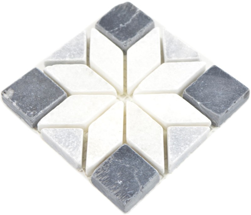 Mini incrustación de piedra natural travertino decoración mármol blanco gris claro antracita suelo sauna pared baño cocina WC - MOSDEKO13