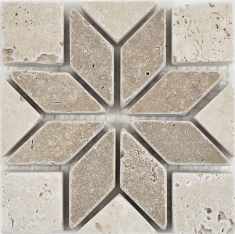 Mini incrustación de piedra natural travertino decoración beige marfil nogal marrón pared cocina baño aseo sauna suelo - MOSDEKO25