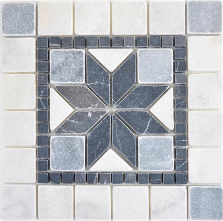 Piedra natural incrustación decoración mármol blanco gris claro antracita travertino suelo pared cocina azulejo espejo baño WC - MOSDEKO58
