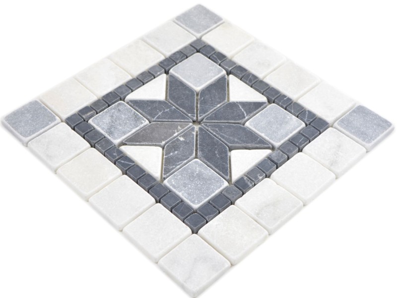 Piedra natural incrustación decoración mármol blanco gris claro antracita travertino suelo pared cocina azulejo espejo baño WC - MOSDEKO58