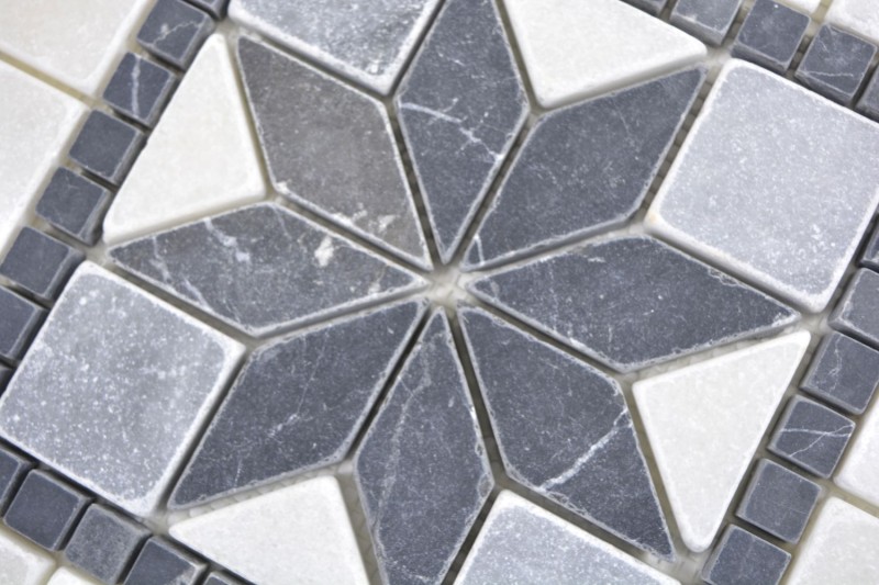 Piedra natural incrustación decoración mármol blanco gris claro antracita travertino suelo pared cocina azulejo espejo baño WC - MOSDEKO58