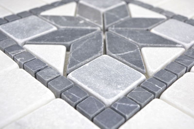 Piedra natural incrustación decoración mármol blanco gris claro antracita travertino suelo pared cocina azulejo espejo baño WC - MOSDEKO58