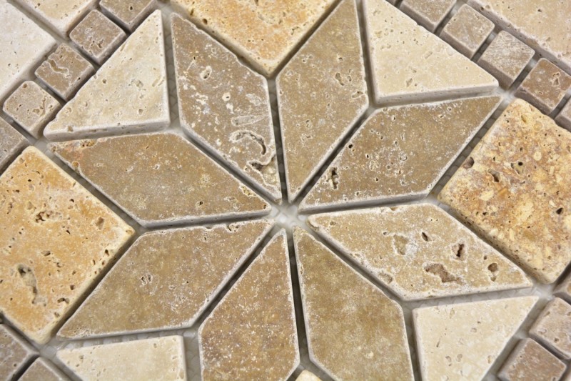 Incrustación decoración de piedra natural oro amarillo beige nogal marrón travertino mosaico azulejo suelo pared azulejo cocina - MOSDEKO80