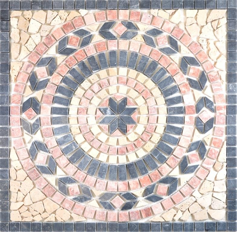 XL incrustación decoración piedra natural rossoverona travertino beige negro antracita mosaico azulejo pared suelo cocina - MOSDEKO45