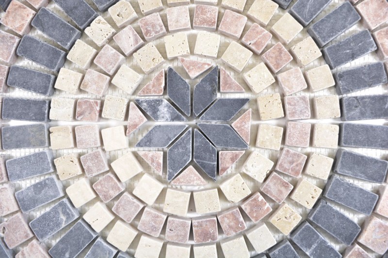 XL incrustación decoración piedra natural rossoverona travertino beige negro antracita mosaico azulejo pared suelo cocina - MOSDEKO45