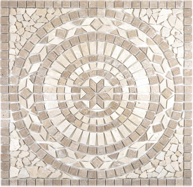XL incrustación piedra natural travertino beige claro crema nogal marrón mosaico azulejo suelo cocina pared baño sauna - MOSDEKO68