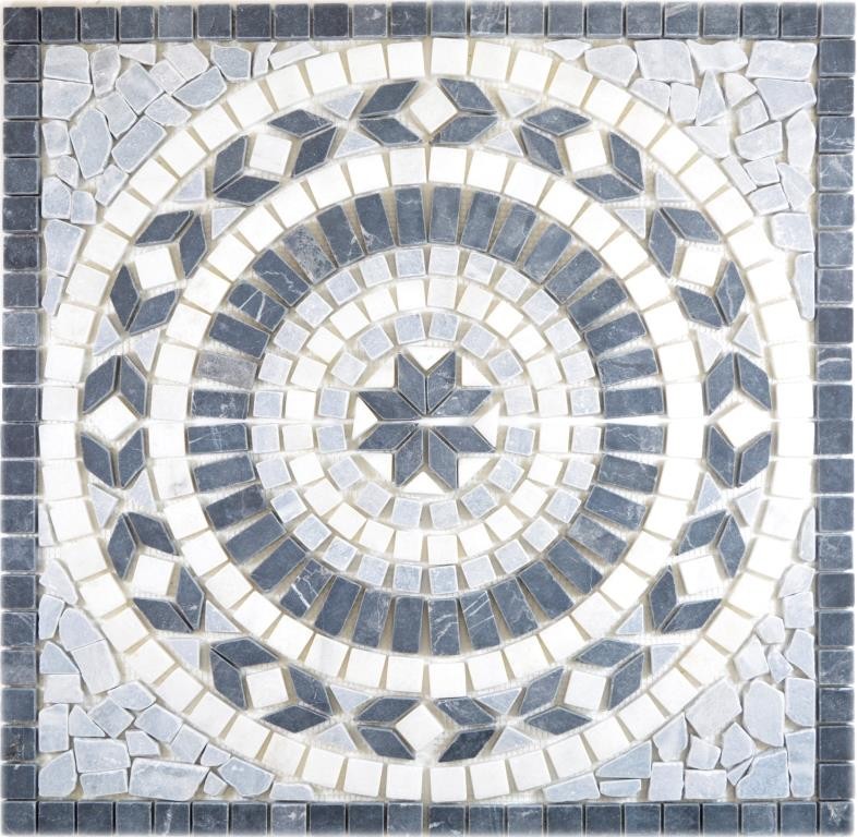XL incrustación piedra natural travertino antracita negro blanco gris claro mosaico azulejo suelo cocina pared baño sauna - MOSDEKO57