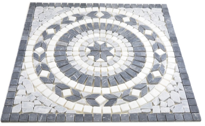 XL incrustación piedra natural travertino antracita negro blanco gris claro mosaico azulejo suelo cocina pared baño sauna - MOSDEKO57