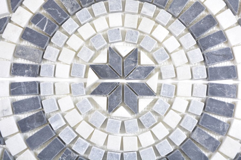XL incrustación piedra natural travertino antracita negro blanco gris claro mosaico azulejo suelo cocina pared baño sauna - MOSDEKO57