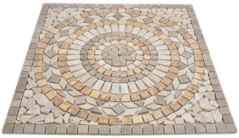 XL incrustación piedra natural oro amarillo beige claro nogal marrón travertino mosaico azulejo suelo cocina pared baño sauna - MOSDEKO79
