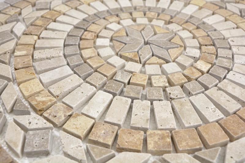 XL incrustación piedra natural oro amarillo beige claro nogal marrón travertino mosaico azulejo suelo cocina pared baño sauna - MOSDEKO79