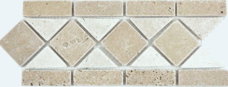 Travertino piedra natural frontera beige crema chocolate marrón nogal pared suelo ducha baño cocina sauna - MOSBor-0246