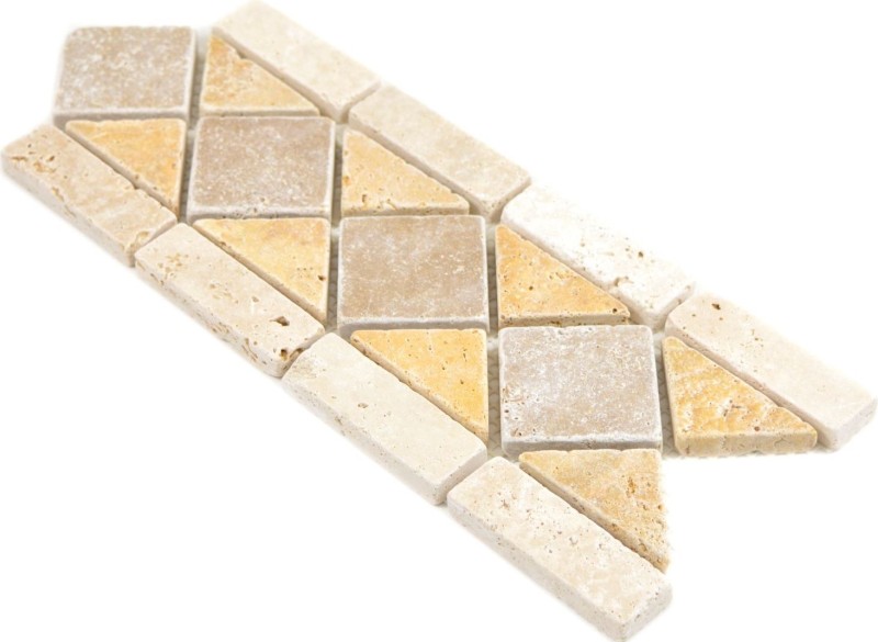 Travertino piedra natural borde amarillo dorado beige nogal marrón pared suelo ducha baño cocina sauna WC - MOSBor-0266