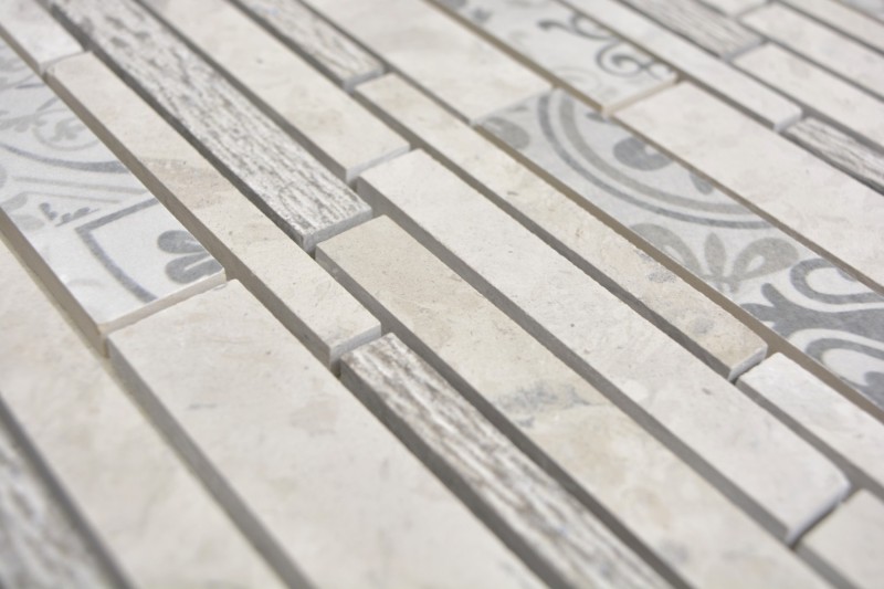 Mármol mosaico cerámica mosaico gris crema pared azulejo backsplash - MOS180-C0727G