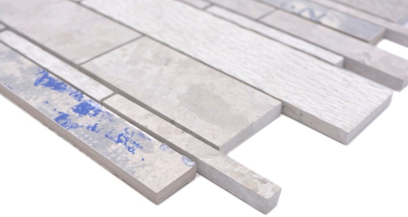 Mosaico de mármol mosaico de cerámica gris claro con azul pared azulejos backsplash - MOS180-C07STG