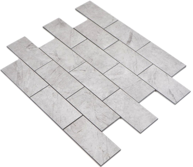 mosaico de vinilo autoadhesivo efecto piedra gris Carrara look subway mosaico azulejo pared azulejo backsplash cocina baño MOS200-MLM