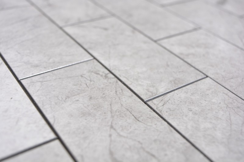 mosaico de vinilo autoadhesivo efecto piedra gris Carrara look subway mosaico azulejo pared azulejo backsplash cocina baño MOS200-MLM