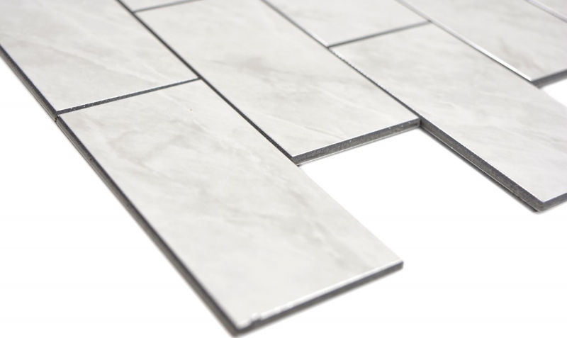 Rectángulo AC efecto piedra Carrara look Subway Level brillante mosaico azulejo pared azulejo backsplash cocina baño MOS200-CLG_f